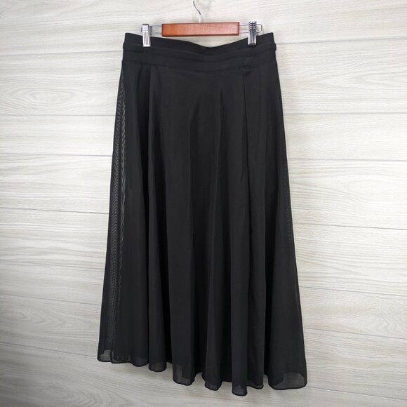 High Waisted Drawstring Contrast Mesh Split 2-in-1 Side Pocket Flowy Wide Leg Yo - Picture 7 of 8